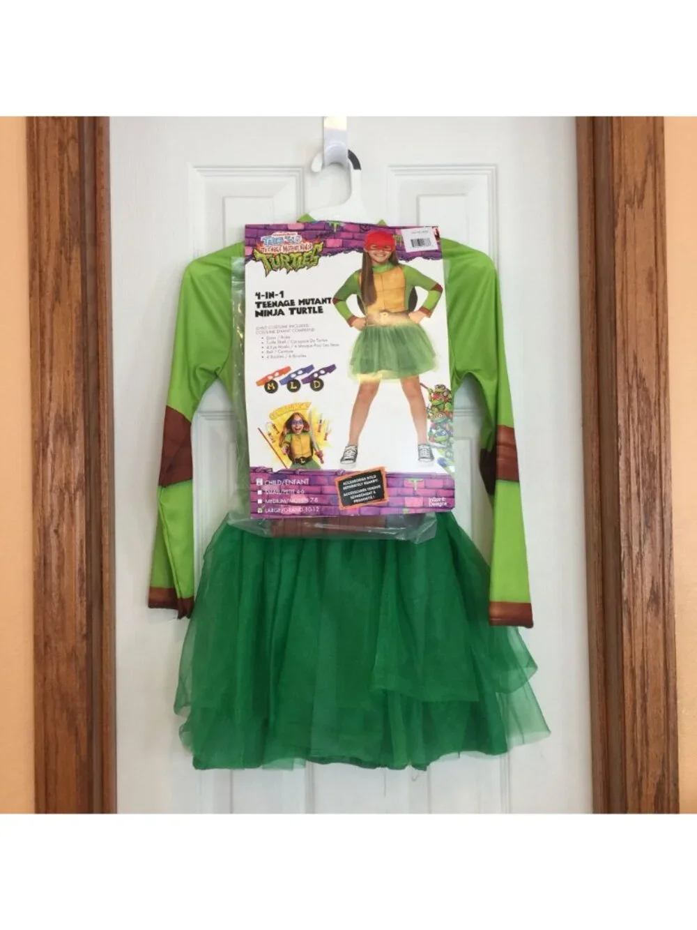 nickelodeon Teenage Mutant Ninja Turtles 4 in 1 Dress Costume Size Lrge 10-12